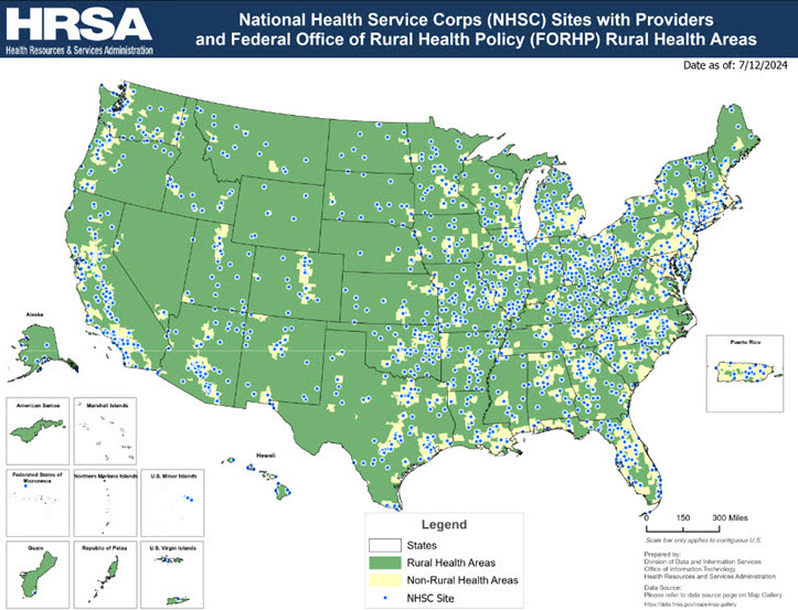 NHSC in Rural Areas Map