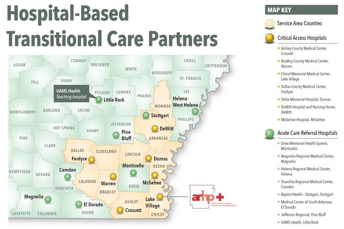 Arkansas Rural Health Partners CAH TC map