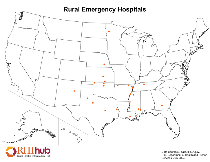 Map of Rural Emergency Hospitals