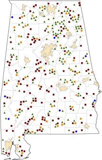 Alabama Rural Healthcare Facilities map