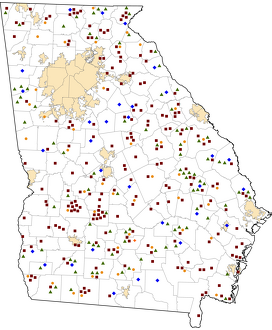 Georgia Rural Healthcare Facilities map