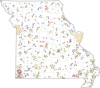 Missouri Rural Healthcare Facilities map