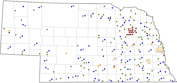 Nebraska Rural Healthcare Facilities map