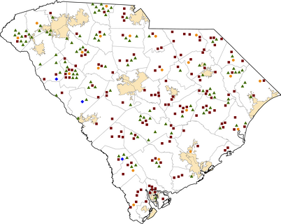 South Carolina Rural Healthcare Facilities map