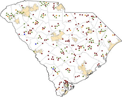 South Carolina Rural Healthcare Facilities map