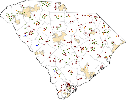 South Carolina Rural Healthcare Facilities map
