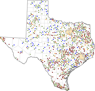 Texas Rural Healthcare Facilities map